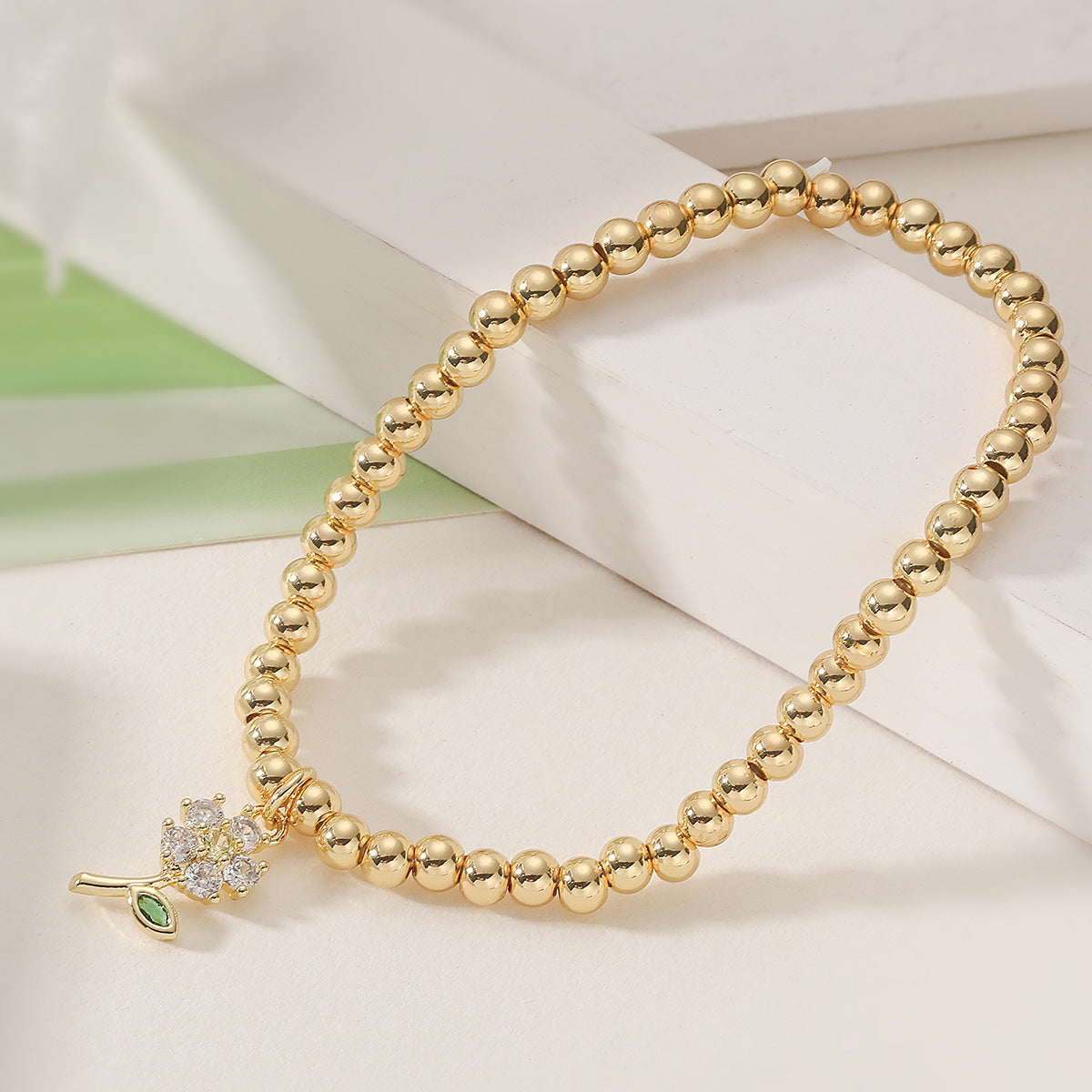 Geometric Sunflower Plated Brass Bracelet for Women