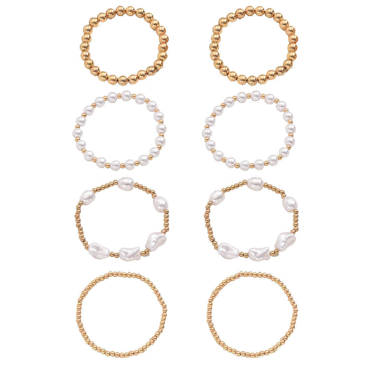 Juego de pulseras de perlas geométricas minimalistas con diseño trenzado para mujer