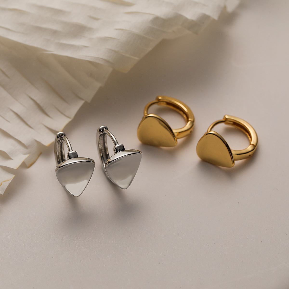 Minimalist Geometric Mini Hoop Earrings for Women Made of Brass with Real Gold Plating Irregular Shape Lightweight Luxury Style