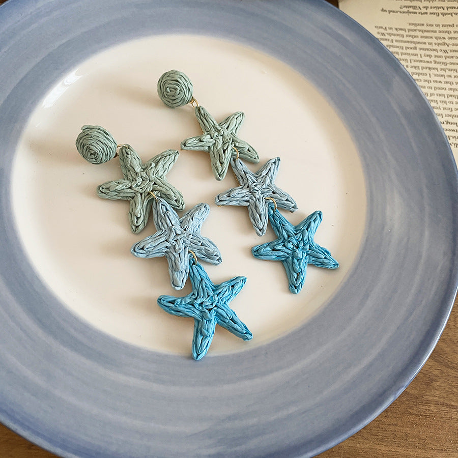 Aretes tipo borla con forma de estrella inspirados en la dopamina con postes de acero galvanizado para mujer, accesorio de moda estilo vacaciones de primavera