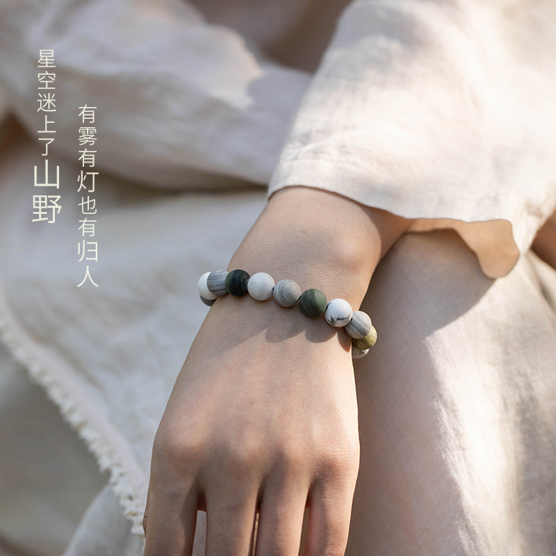 Handmade Geometric Round Stone Bracelet for Women