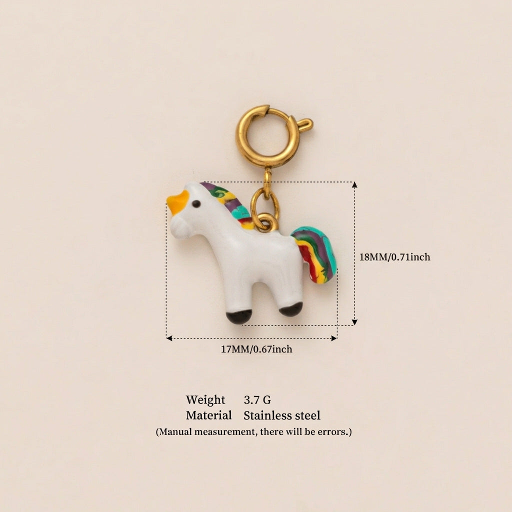 Vintage 18K Gold Plated Stainless Steel Animal Pendant Charm Bar for Women