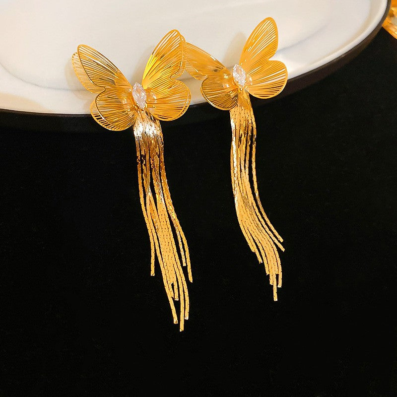 Pendientes Chic de Borla Floral para Mujer con Postes de Plata de Ley 925 y Base de Cobre Bañado