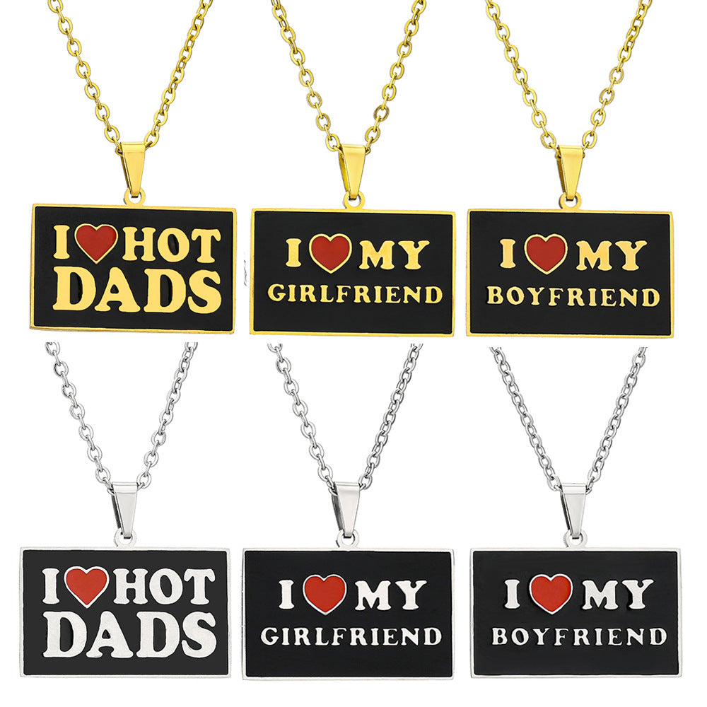 Elegant Geometric Stainless Steel Letter Pendant Necklace with Plated Finish for Men and Women