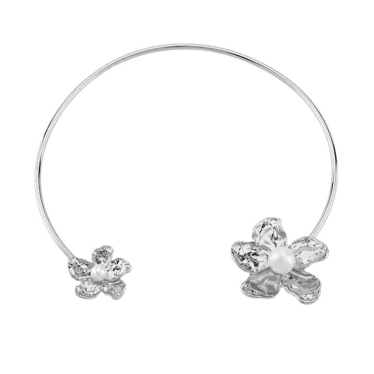 Collar geométrico de moda con base de aleación e incrustaciones de perlas simuladas para mujer