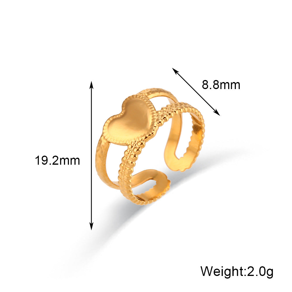 Anello Minimalista Geometrico in Acciaio Inossidabile Placcato Oro 18K con Intarsio di Zirconi da Donna