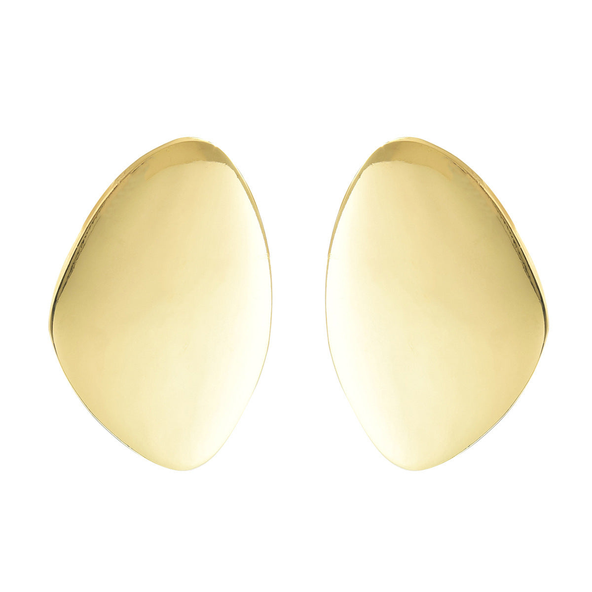 Minimalist Geometric Zinc Alloy Earrings with Electroplated Finish for Women, Smooth Polished Surface and Versatile Oval Ring Design