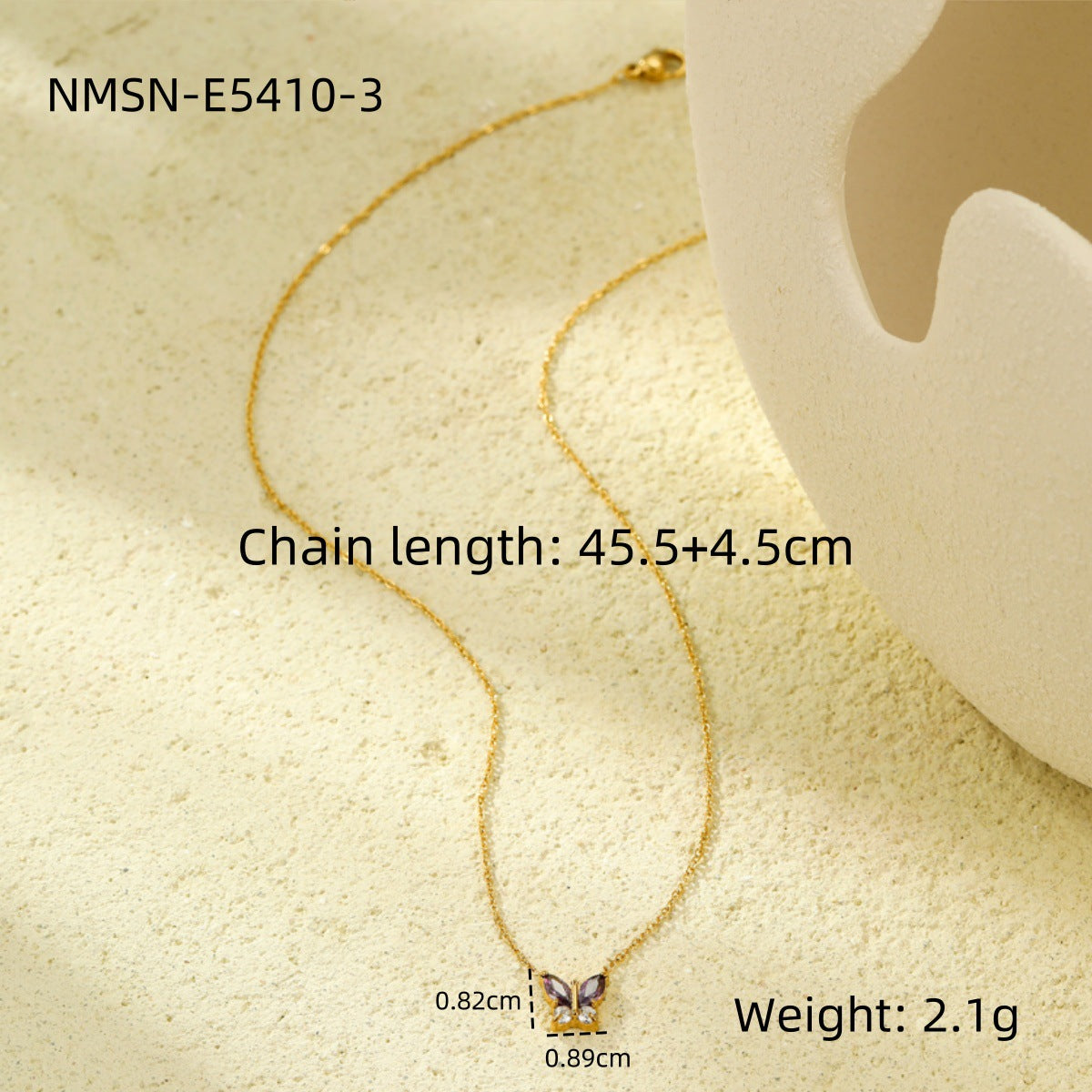 Collana alla moda in acciaio inossidabile placcato con zirconi a forma di fiocco per donna, catena clavicola minimalista