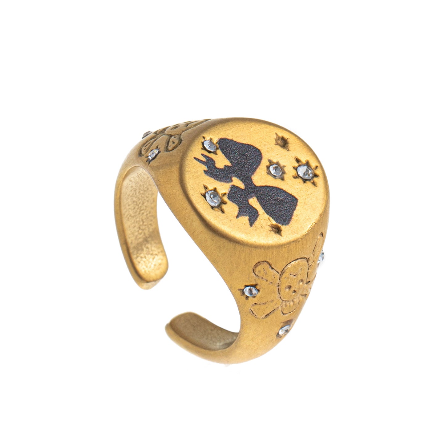 Fashion Heart Animal Stainless Steel PVD Ring