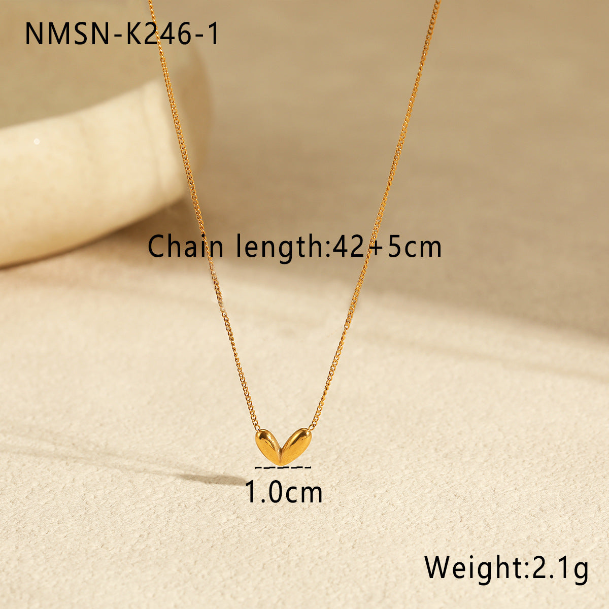 Collar con Colgante Minimalista de Acero Inoxidable en Forma de Corazón con Acabado Chapado para Mujer