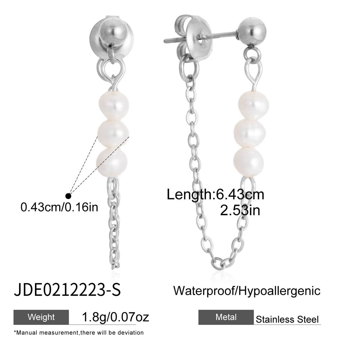 Minimalist Geometric Stainless Steel Plated Pearl Earrings for Women