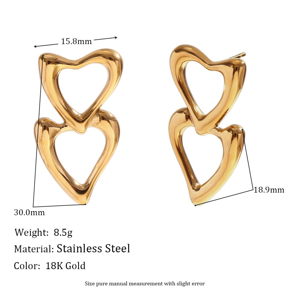 Fashionable OL Style Floral Petal Shaped Stainless Steel 18K Gold Plated Dangle Earrings with Cubic Zirconia and Enamel Finish