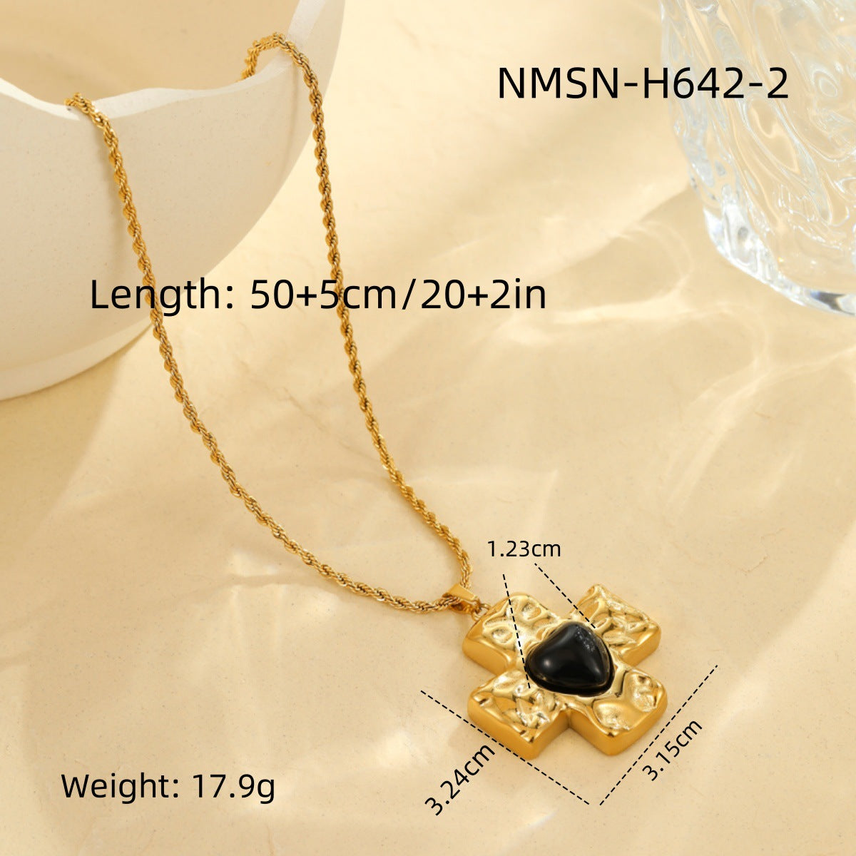 Collana pendente a croce alla moda in acciaio inossidabile con strass da donna