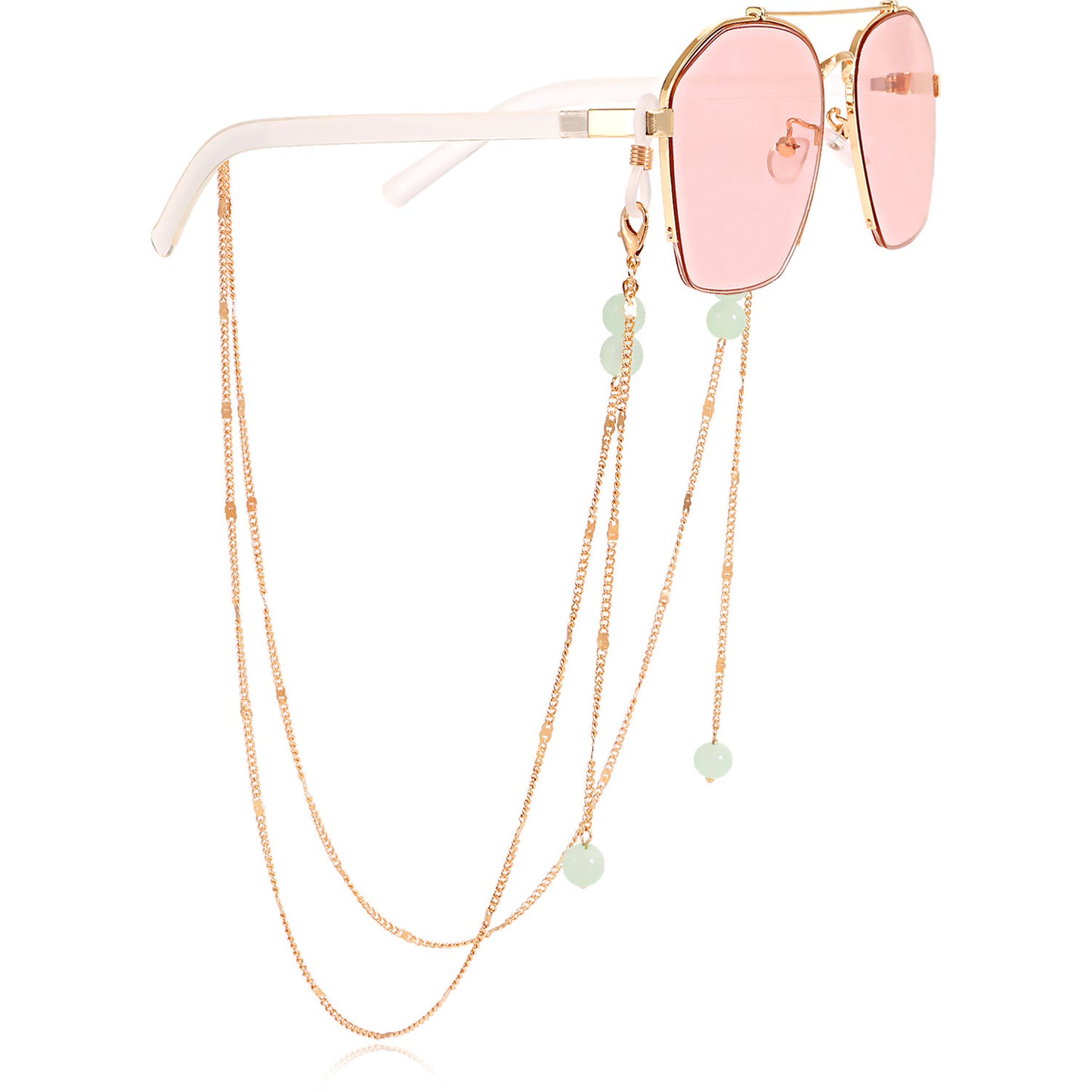 Gemstone Inlaid Alloy Mask and Glasses Chain