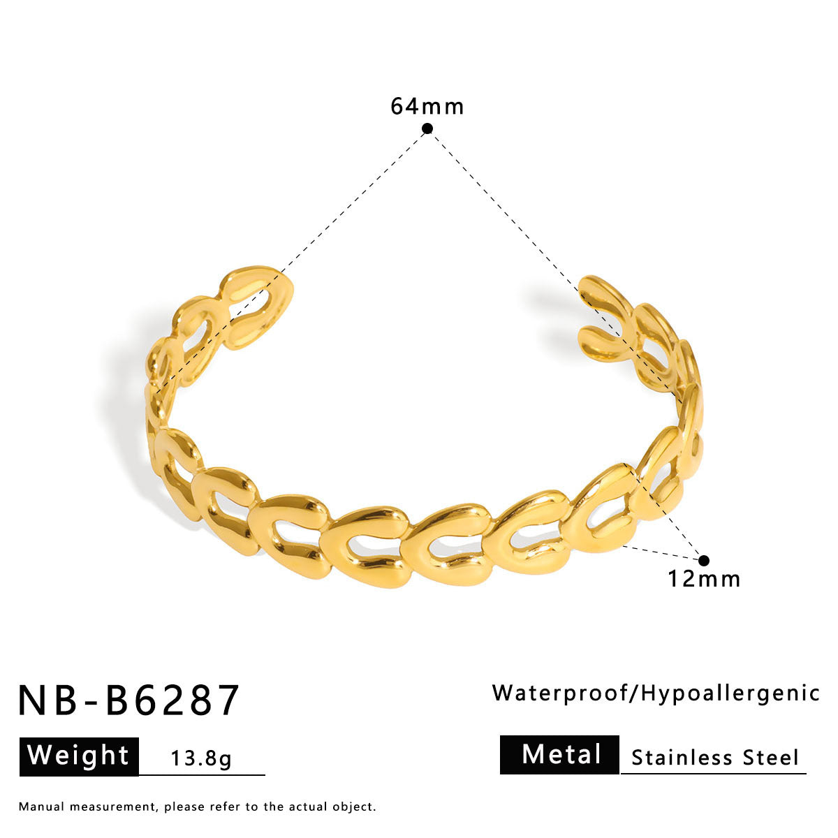 Vintage Minimalist Geometric Rhombus Pattern Stainless Steel Bracelet with Plating Finish Fashion Jewelry