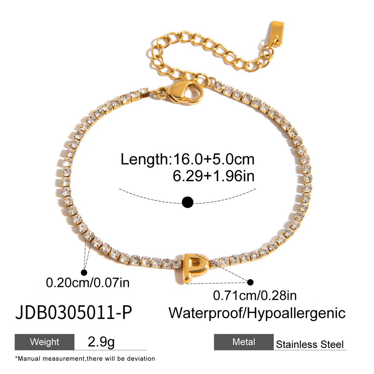 Elegant Geometric Stainless Steel Letter Bracelet for Women with Plating Finish, Hypoallergenic Titanium Steel Jewelry