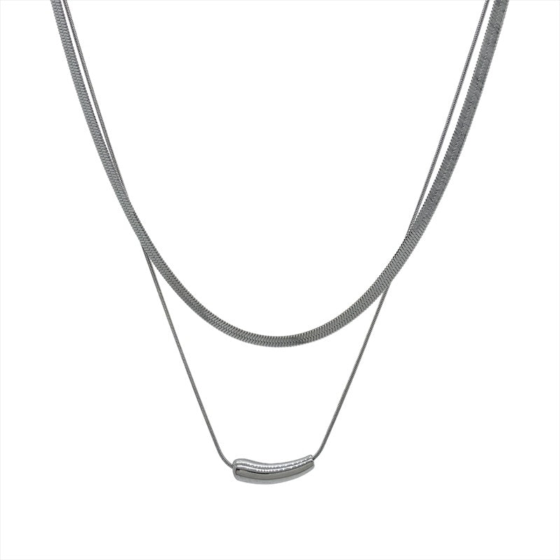 Collar minimalista de cadena de serpiente pulida de acero de titanio con forma de berenjena para hombres y mujeres, gargantilla unisex para combinar en capas