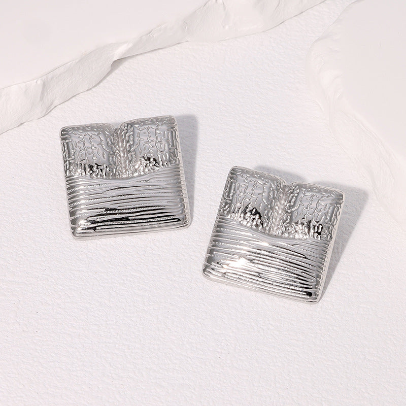 Vintage 18K Gold Plated Geometric Stainless Steel Earrings