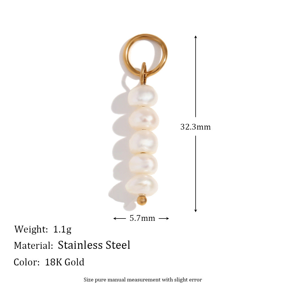 Vintage Elegant 18K Gold Plated Stainless Steel Bow Knot Wave Pearl Charm Bar for Women