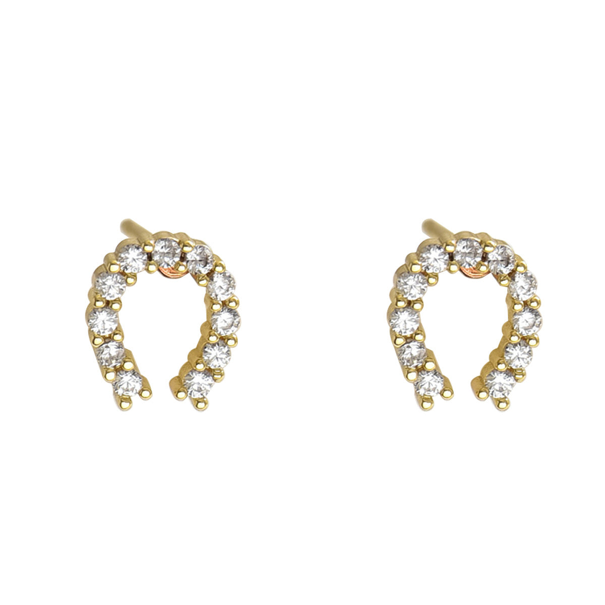 Aretes Minimalistas Geométricos en Forma de U para Mujer con Incrustaciones de Circonita y Postes de Acero Inoxidable