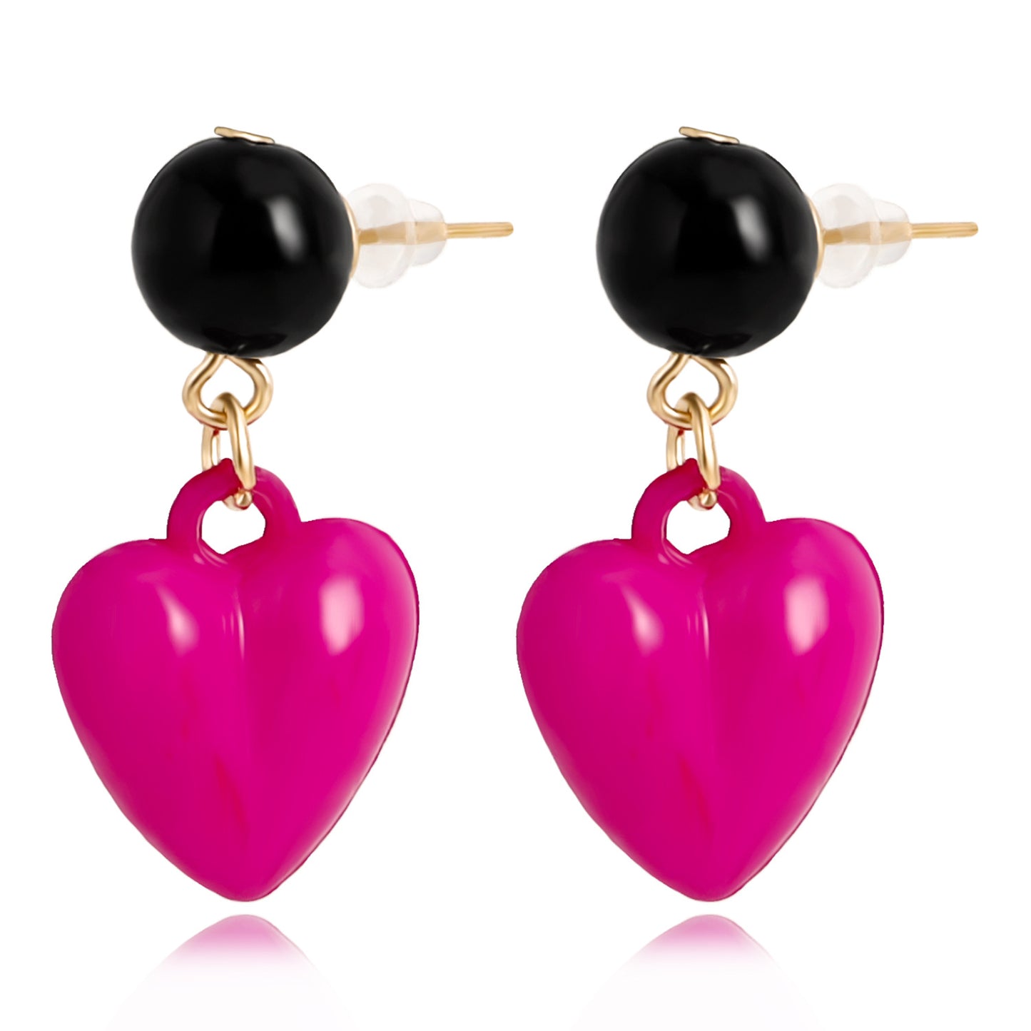 Minimalist Heart-Shaped Alloy Ear Studs with Iridescent Pearl Accents for Women