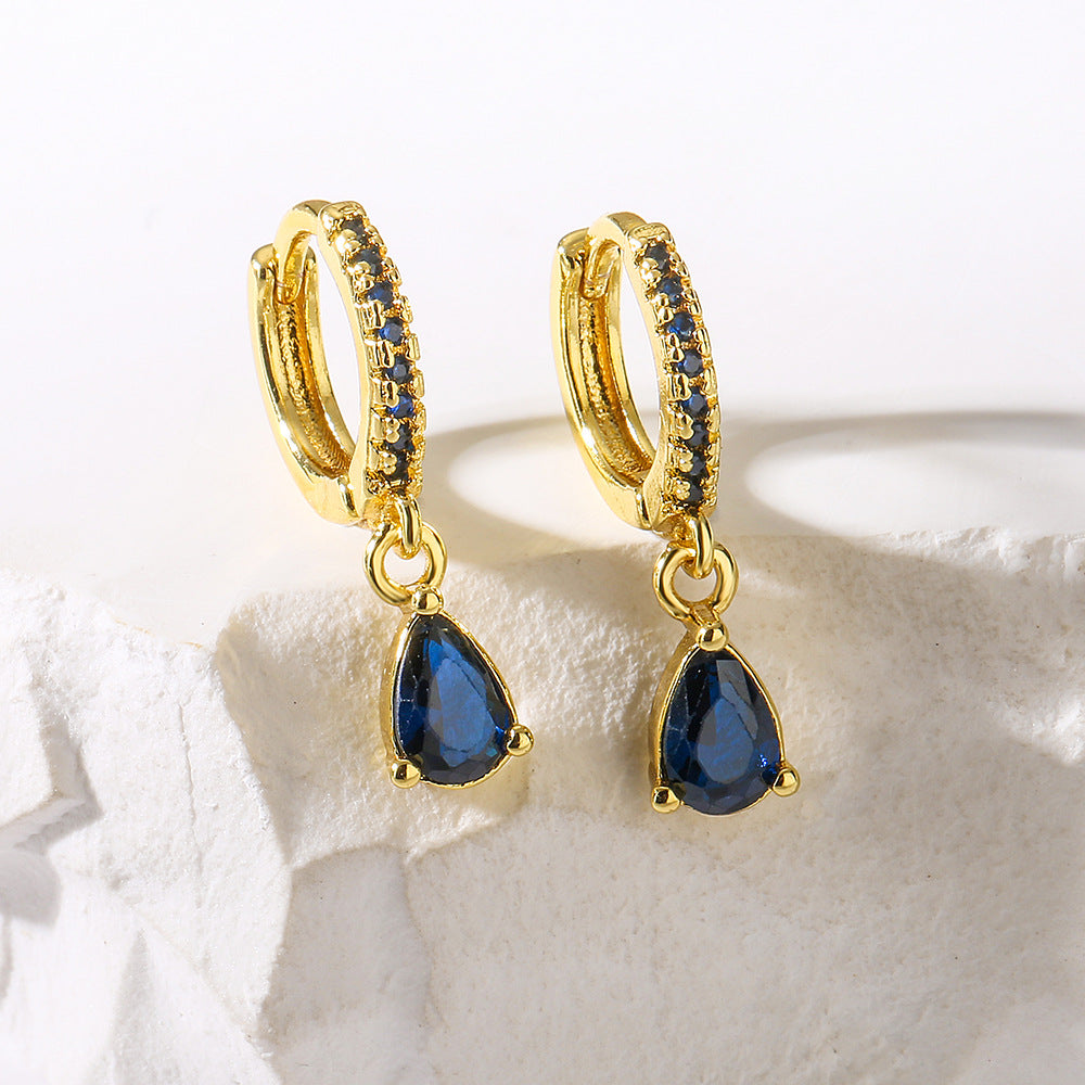 Orecchini minimalisti geometrici in rame con placcatura in oro 18K e dettagli in zircone da donna