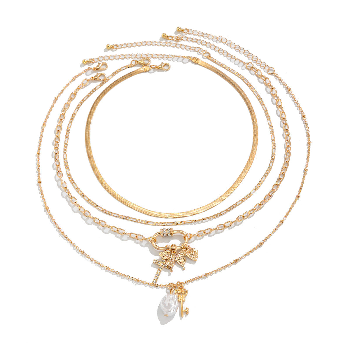 Collana con ciondolo a stella e fiore in stile vacanza per donna con perla finta, lega, finitura placcata, nappa e design geometrico su catena di perle