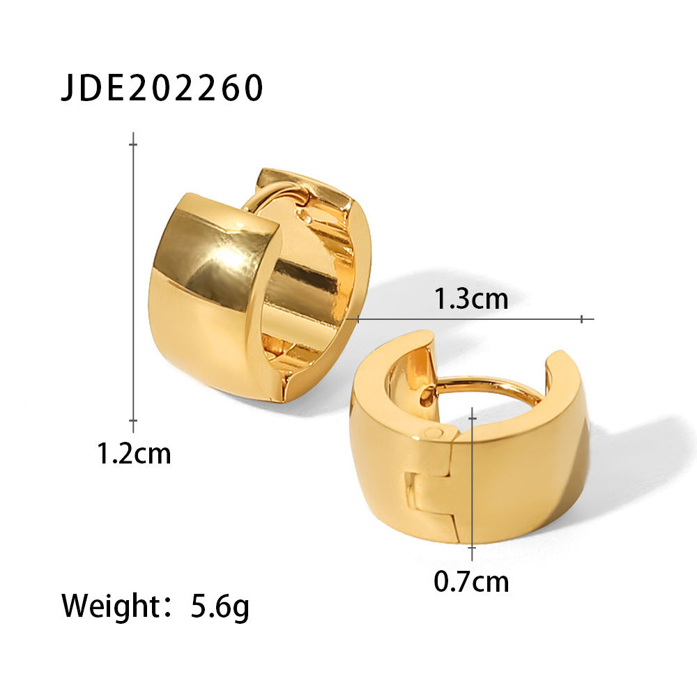 Aretes de Acero Inoxidable Geométricos con Baño de Oro de 18K para Mujer — Pendientes de Clip Minimalistas de Moda