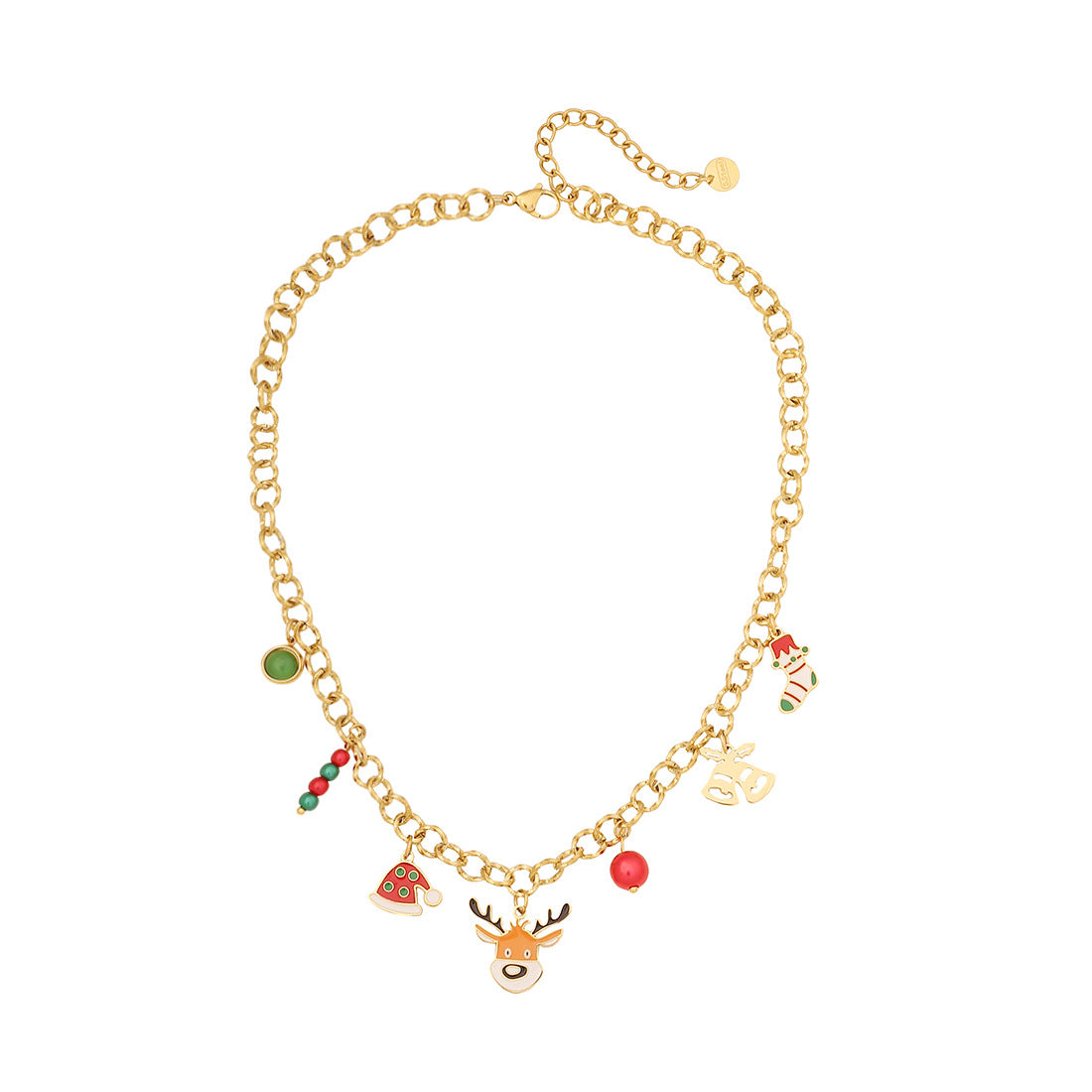 Collana Pendente Minimalista con Renna Natalizia in Acciaio Inossidabile con Finitura Galvanizzata da Donna