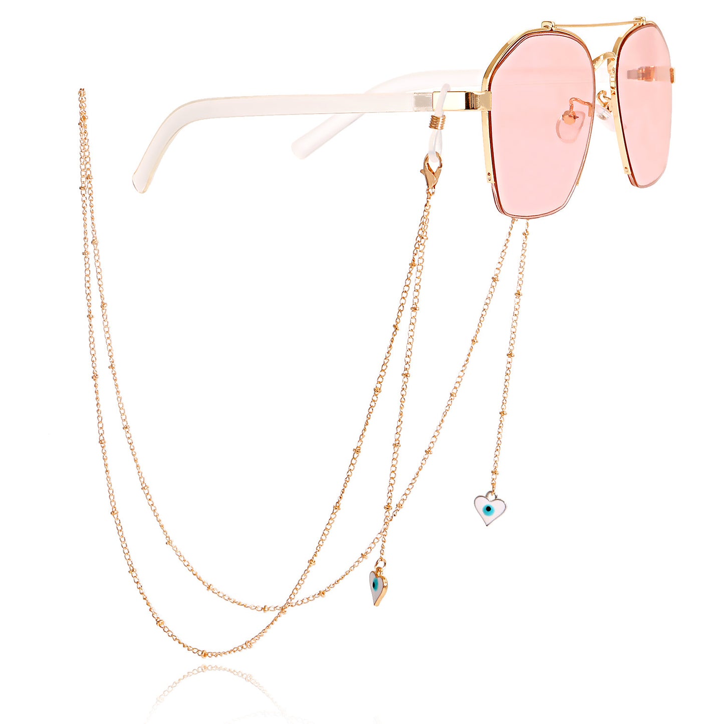 Fashion Butterfly Beaded Tassel Evil Eye Eyeglass Chain Alloy