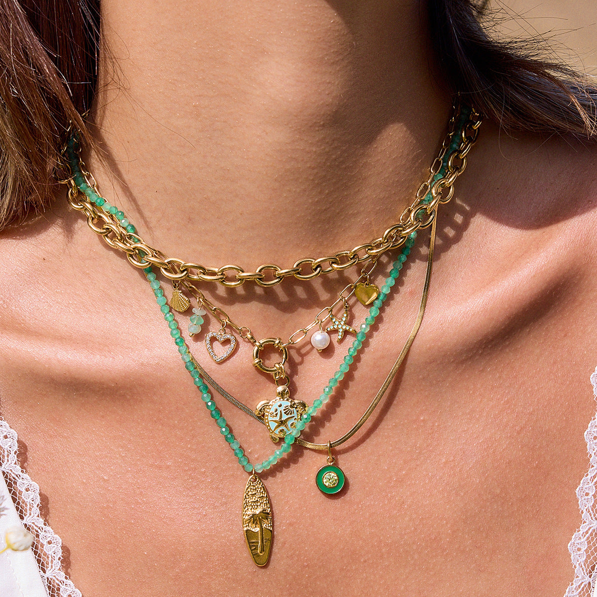 Collana geometrica placcata in acciaio al titanio da donna con motivo a granchio, catena minimalista stile a strati per clavicola