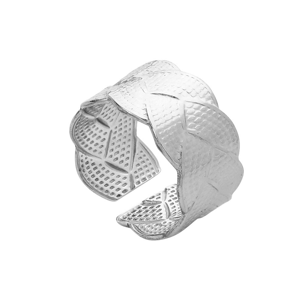 Minimalist Geometric Heart Plated Stainless Steel Adjustable Ring for Unisex