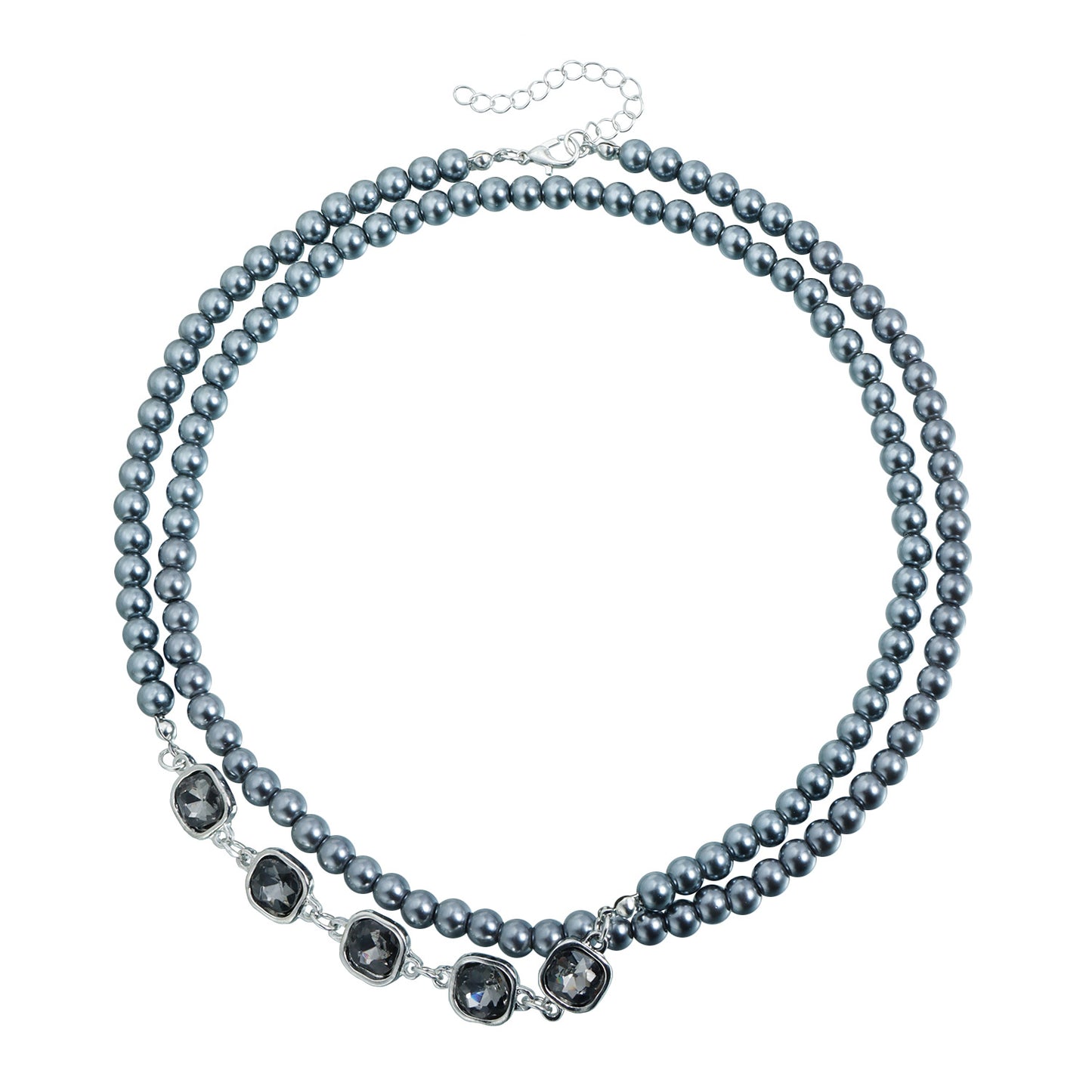 Streetwear Square Geometric Glass and Alloy Plated Layered Beaded Necklace for Women