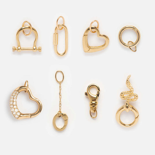 Vintage 18K Gold Plated Geometric Brass and Stainless Steel DIY Charm Bar with Corn Chain
