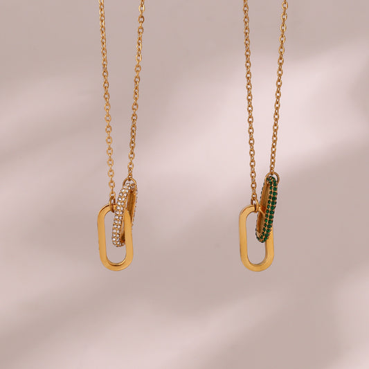 Collana da donna alla moda con ciondolo a cuore geometrico placcato in acciaio inossidabile
