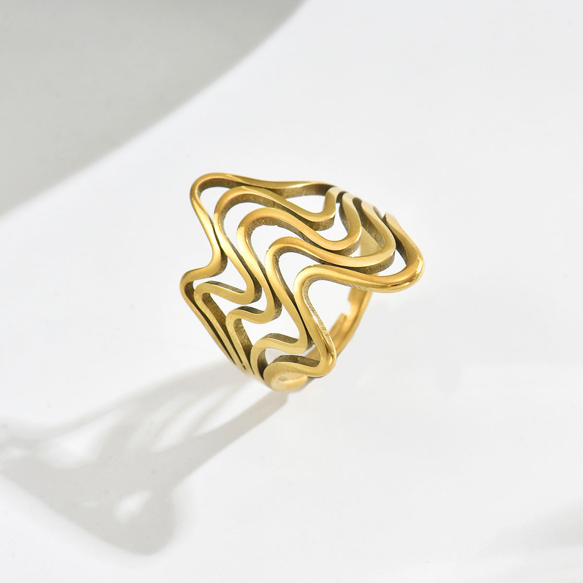 Anillo Abierto Irregular Geométrico para Mujer en Aleación de Zinc con Acabado Chapado Accesorio de Moda Minimalista Elegante