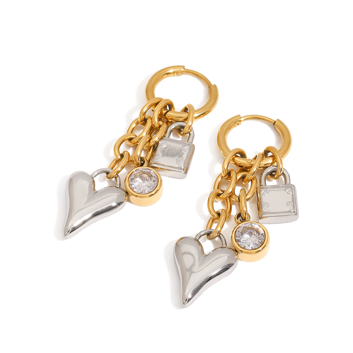 Minimalist Elegant Heart Plated Stainless Steel Earrings for Women