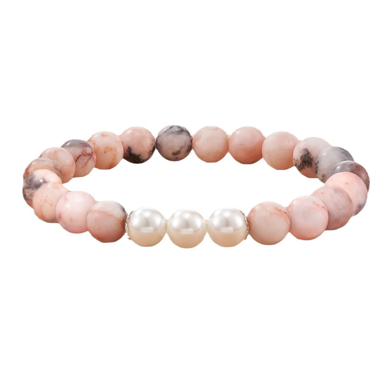 Sweet Geometric Zebra Print Pearl Bracelet for Women