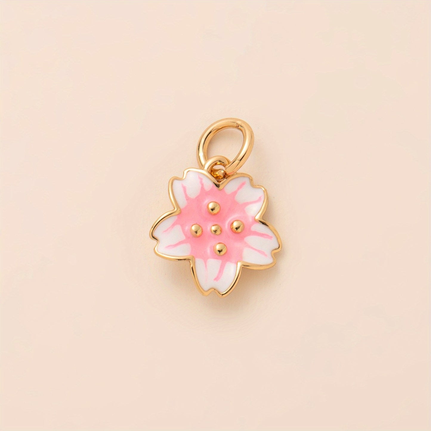 Sweet 14K Gold Plated Brass Floral Pearl Heart Star Geometric Plant Pendant Necklace Charm Bar
