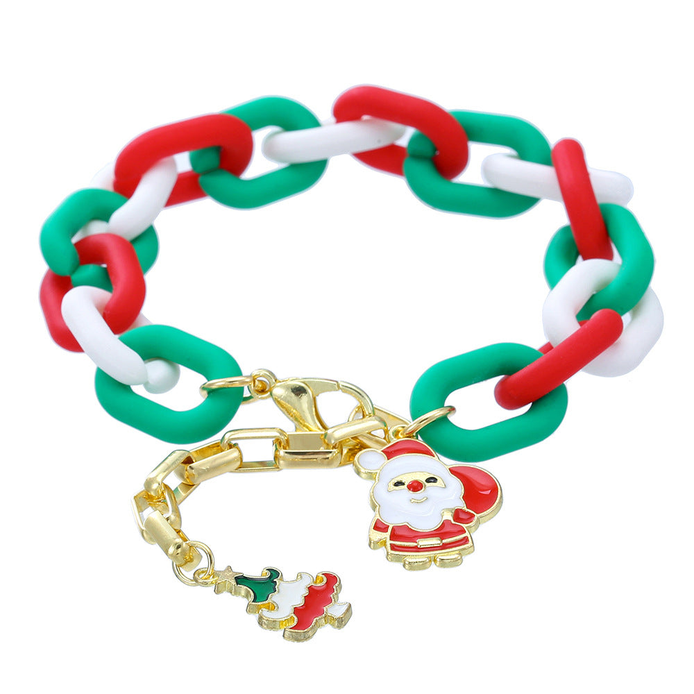 Snowman and Santa Claus Animal Shaped Plated Alloy Bracelet Set for Christmas