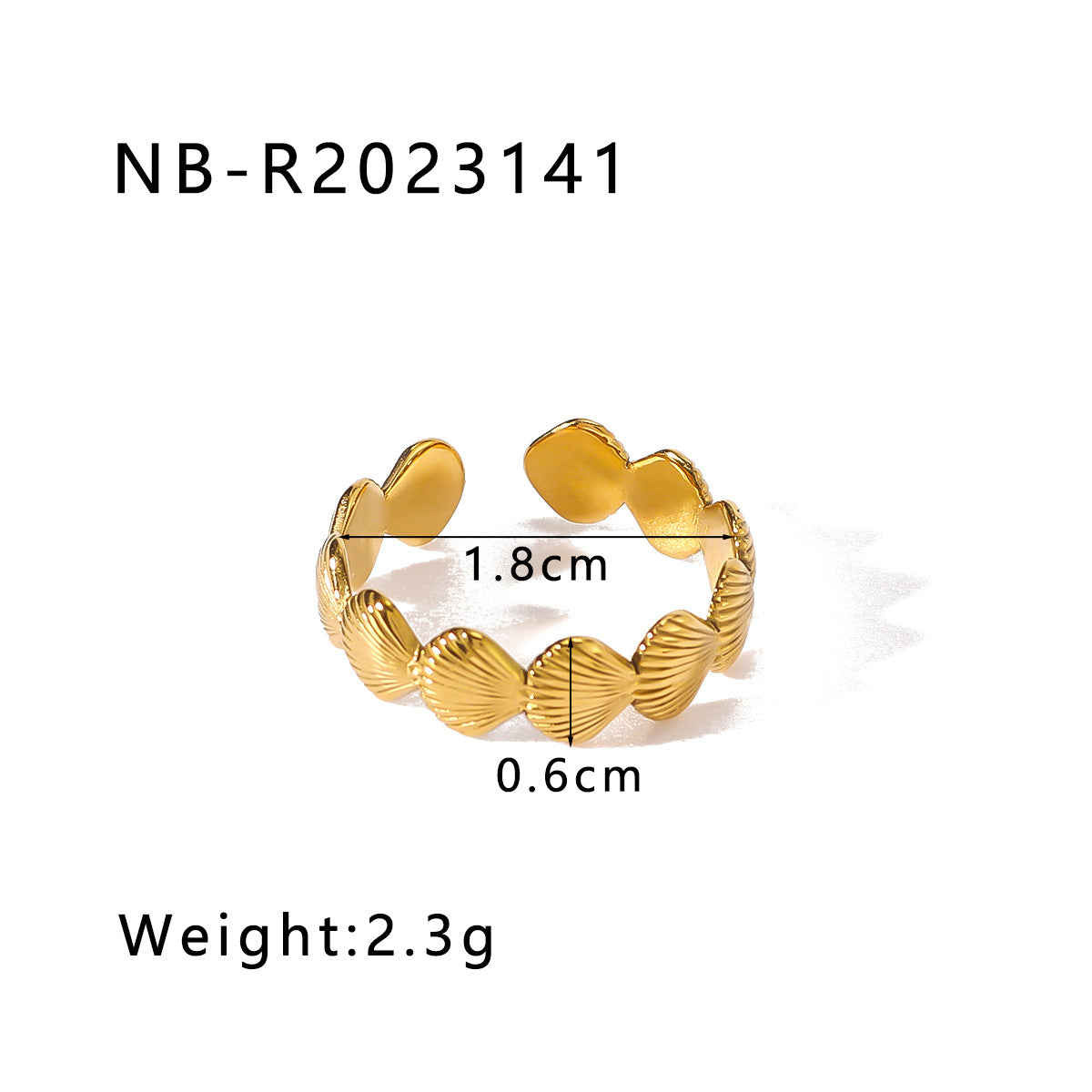 Anello Unisex in Acciaio Inossidabile a Forma di Stella Marina Stile INS, con Textura a Conchiglia e Placcatura Sottovuoto in Oro 18K