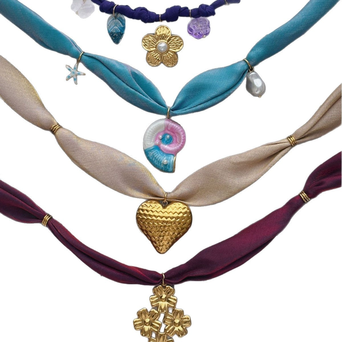 Casual Heart Geometric Animal Floral Plated Stainless Steel Necklace for Women