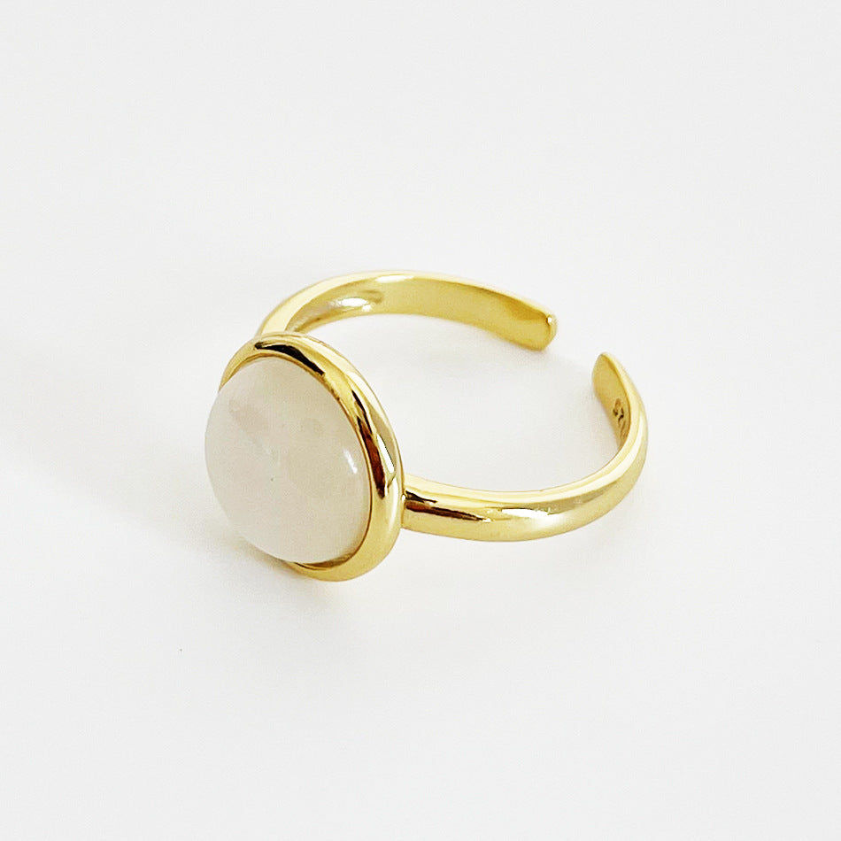 Anello in Argento Sterling 925 con Pietra Occhio di Gatto da Donna Stile Coreano Design Geometrico Gioielli Intarsiati Regalo