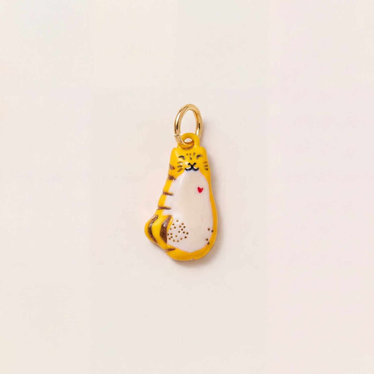 Cute Cartoon Cat Ceramic Drip Oil Plated Stainless Steel Charm Bar Pendant