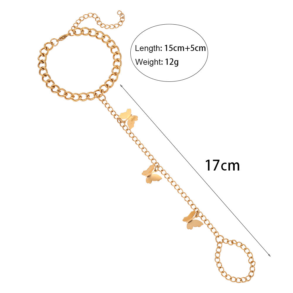 Pulsera de eslabones huecos con forma de corazón, chapada en oro de 18 quilates, de acero inoxidable geométrico, con microincrustaciones de circonia cúbica