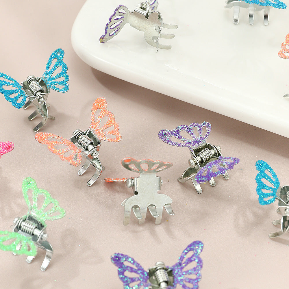 Butterfly-Shaped Alloy Hair Clip for Kids with Pressed Metal Craft, Princess Style Children's Hair Accessory for Bangs and Flyaway Hair