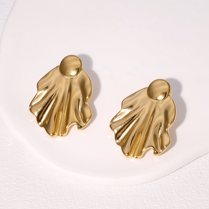 Minimalist Stainless Steel Earrings with Plated Finish for Women Retro Chic Fashion Ear Studs