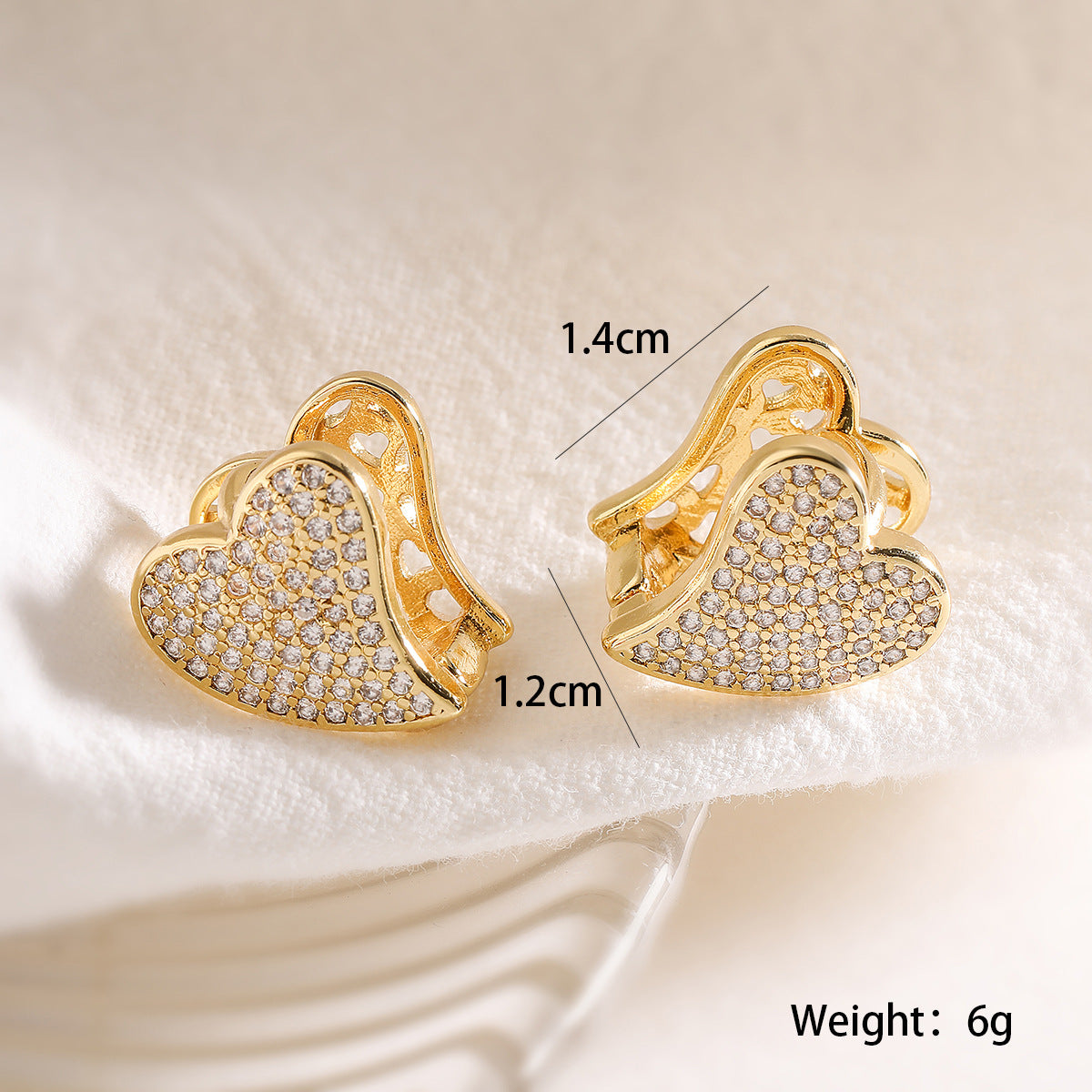 Orecchini da donna geometrici minimalisti in rame con placcatura in oro 18 carati e zirconi cubici