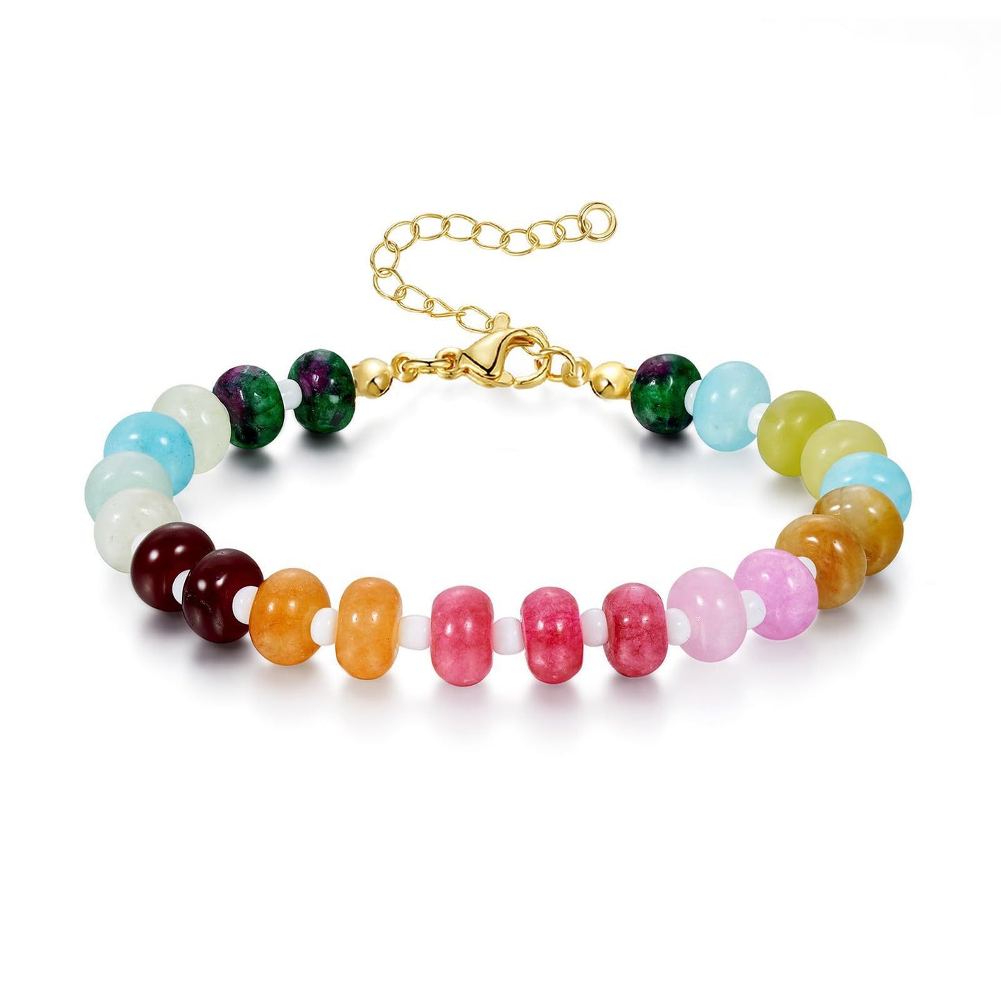 Bohemian Natural Gemstone Round Beaded Bracelet for Women