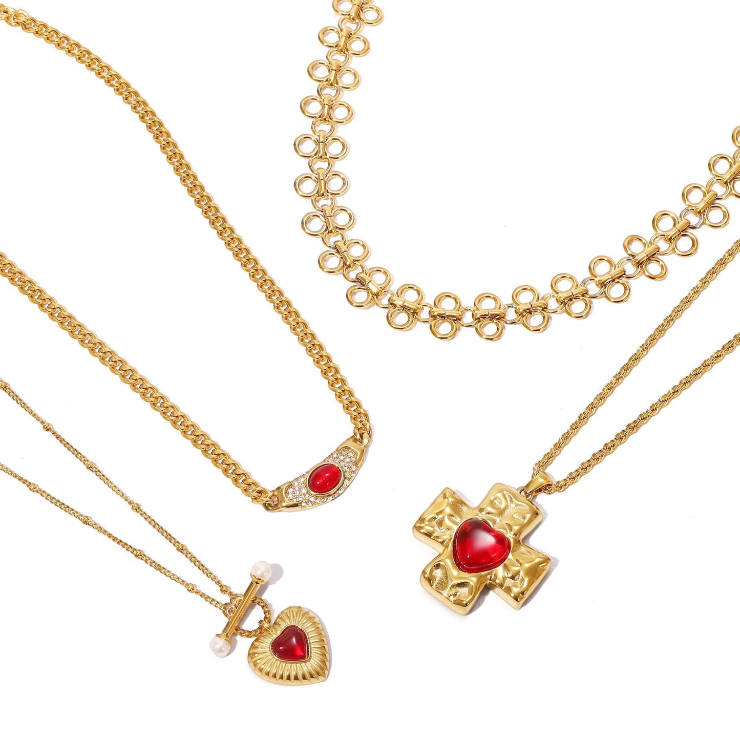 Collana Pendente Minimalista a Croce in Acciaio al Titanio con Placcatura in Oro PVD per Donna